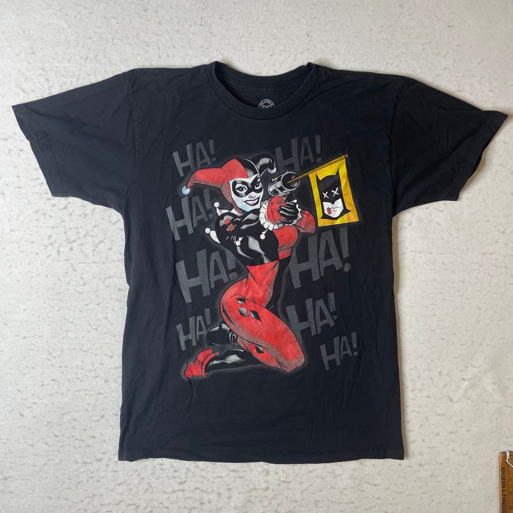 DC Comics Originals Harley Quinn HA HA HA Graphic T-Shirt Black Mens Medium M